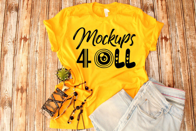 Yellow, Tshirt, Bella Canvas 3001 T-Shirt Mockup,Lifestyle Mockup Shirt,Real Photo Mockup,Flat Lay Tshirt,Bella Canvas Mockup,Fashion T Shirt Mockup Mock Up Photo ArtStudio 