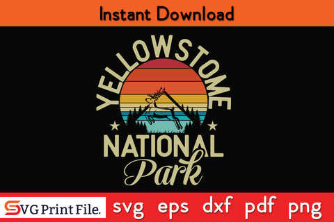 Yellowstone National Park mountains landscape volcano SVG PNG SVG SVG Print File 