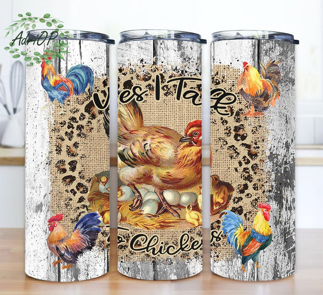 Yes I Talk To Chickens 20oz Skinny Tumbler Png, Chicken Farm Png, Chicken Lover Tumbler Png, Retro Farmer Tumbler Gift, Funny Chicken, Leopard Chicken Png Sublimation AdriOP 