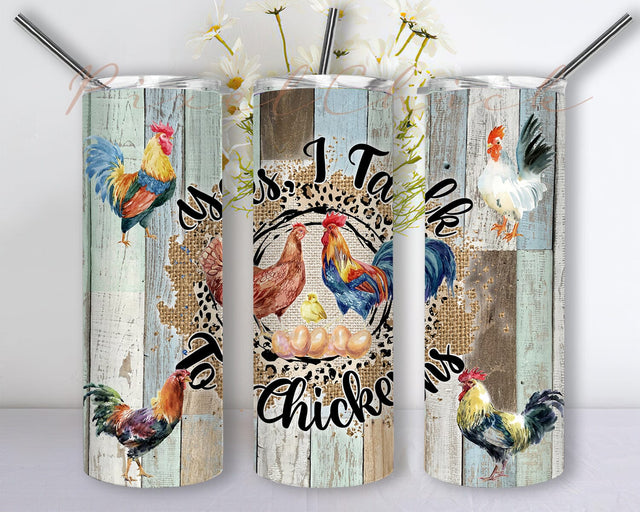Yes I Talk To Chickens 20oz Tumbler Sublimation, Chicken Lover Tumbler Png, Retro Farmer Tumbler Gift, Funny Chicken, Leopard Chicken Png Sublimation PixelChick 