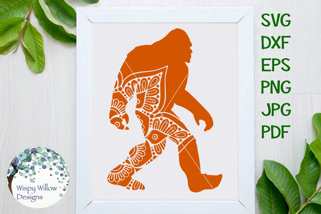 Yeti Big Foot Mandala SVG Wispy Willow Designs 