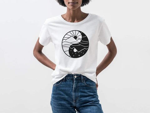 Yin Yang svg, moon sun svg, dxf files for plasma, cnc files for wood, mountains svg, outdoors svg, cut file for laser, camper svg, moon svg SVG CutLeafSvg 