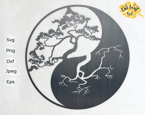 Yin Yang svg, Tree of life svg, dxf files for plasma, cnc files for wood, tree svg, tree of life clipart, cut file for laser SVG CutLeafSvg 