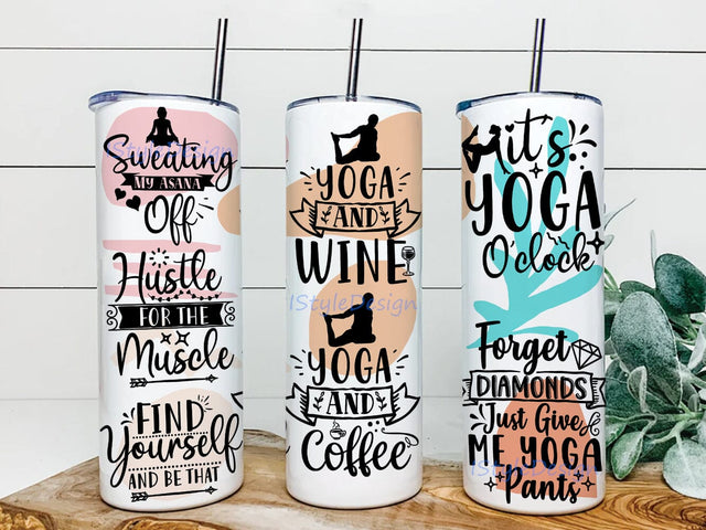 Yoga 20oz Skinny Tumbler, Motivational Quote Tumbler Wrap, Positive Yoga Tumbler Png, Yoga Life Tumbler Template, Inspirational Quotes Design Png, Instant Download Sublimation iStyleDesign 