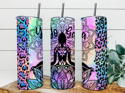 Yoga 20oz Skinny Tumbler, Motivational Quotes Tumbler Png, Leopard Neon Tumbler Wrap, Yoga Mandala Tumbler Tumbler Design, Instant Download Sublimation iStyleDesign 