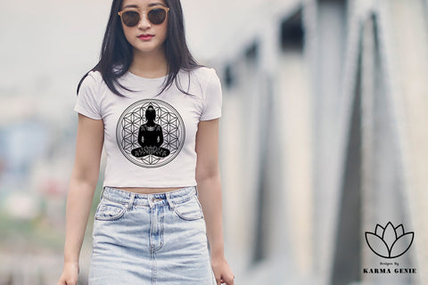 Yoga Buddha Flower Of Life Svg Png - Meditation Graphic Design Sublimation SVG Karma Genie Graphics 