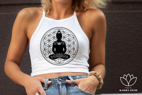 Yoga Buddha Flower Of Life Svg Png - Meditation Graphic Design Sublimation SVG Karma Genie Graphics 