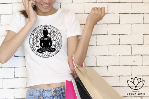 Yoga Buddha Flower Of Life Svg Png - Meditation Graphic Design Sublimation SVG Karma Genie Graphics 