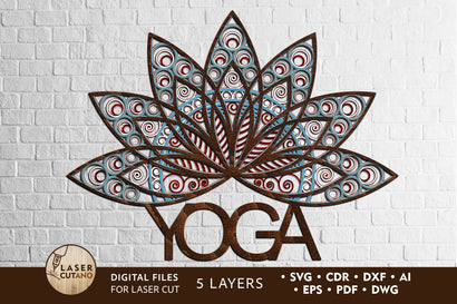 YOGA LOGO Multilayer Laser Cut Files, Mandala, Round Sign SVG, 3D Designs, Mini Design Bundles SVG LaserCutano 