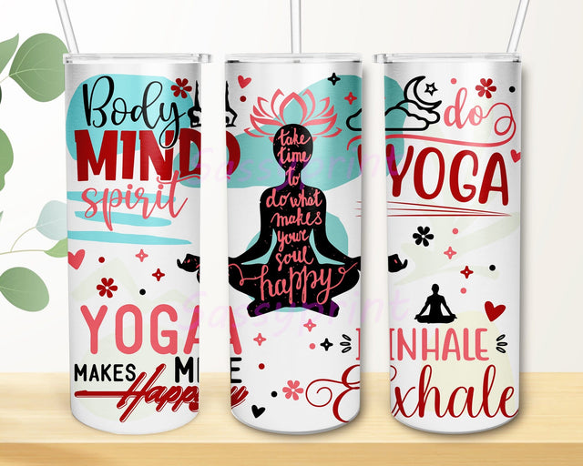 Yoga Motivational Tumbler Wrap, Yoga 20oz Skinny Tumbler, Positive Yoga Tumbler Png, Yoga Life Sublimation Design, Yoga Quote Tumbler With Lid And Straw, Instant Download Sublimation sassyprint 