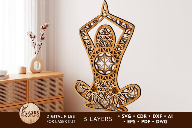 Yoga Multilayer Cut Files for Laser Cut Wood or Cricut, Paper Craft, 3D Designs SVG LaserCutano 