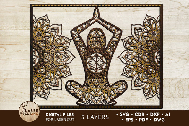 YOGA PANEL Multilayer Laser Cut Files, Mandala, SVG SVG LaserCutano 