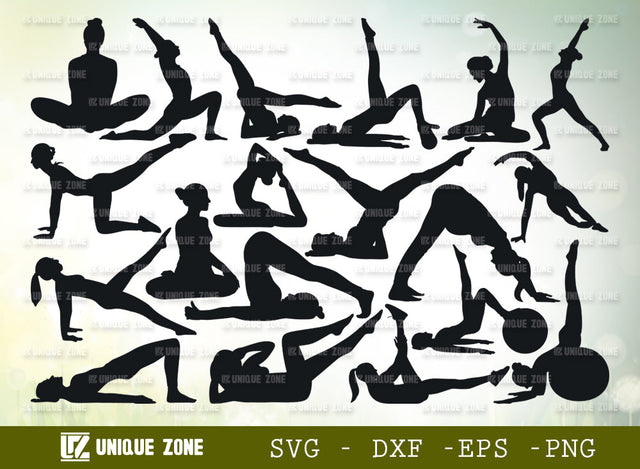 Yoga Pilates SVG Bundle, Yoga Pose Svg, Mediation Svg, Fitness Svg, Yoga Svg, Yoga exercise Svg, Pilates Svg, Gym Svg, SVG Unique Zone 