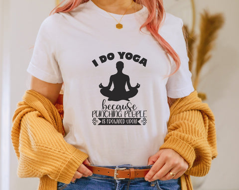 Yoga Quotes SVG Bundle, 6 Designs, Yoga Sayings SVG, Yoga Shirt SVG, First I Do The Yoga Then I Do The Things SVG, I Do Yoga Because Punching People Is Frowned Upon SVG SVG HappyDesignStudio 