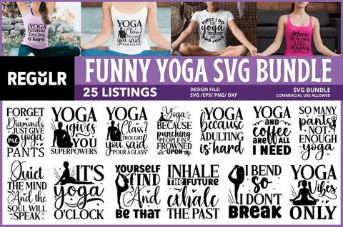 Yoga Quotes SVG Bundle SVG Regulrcrative 