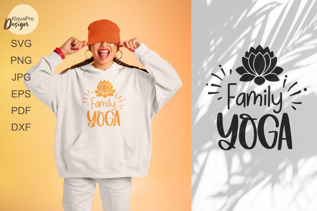 Yoga quotes SVG – FAMILY YOGA with lotus flower SVG Klava P 