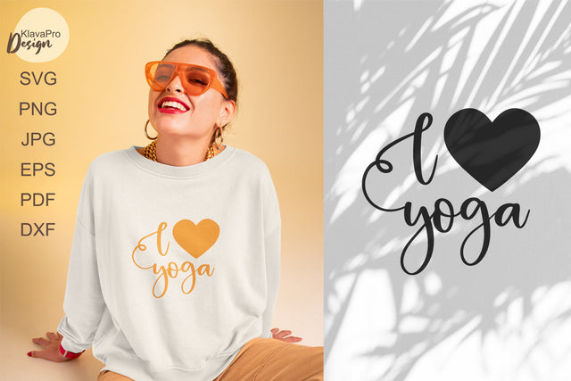 Yoga quotes SVG – I LOVE YOGA with a heart symbol SVG Klava P 
