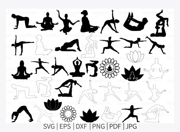 Women doing yoga exercises silhouettes outline vector illustration on a  white background isolated. Activity outdoors meditation and relaxation.  Active Stock Photo - Alamy