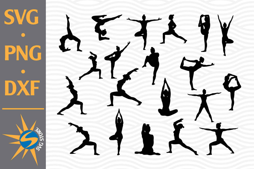 Yoga Silhouette SVG, PNG, DXF Digital Files Include - So Fontsy