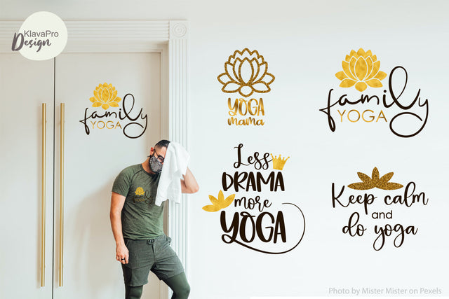 Yoga SVG Bundle | SVG or Sublimation Designs with gold glitter or foil SVG Klava P 