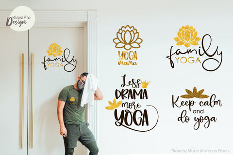 Yoga SVG Bundle | SVG or Sublimation Designs with gold glitter or foil SVG Klava P 