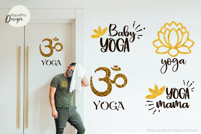 Yoga SVG Bundle | SVG or Sublimation Designs with gold glitter or foil SVG Klava P 