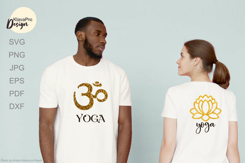 Yoga SVG Bundle | SVG or Sublimation Designs with gold glitter or foil SVG Klava P 