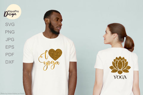 Yoga SVG Bundle | SVG or Sublimation Designs with gold glitter or foil SVG Klava P 
