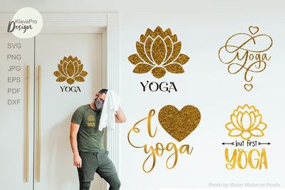 Yoga SVG Bundle | SVG or Sublimation Designs with gold glitter or foil SVG Klava P 