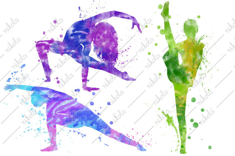 Yoga Watercolor Sublimation Clipart Poses PNG Sublimation nikola 