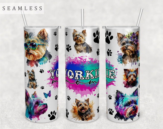 Yorkie Mom Tumbler Wrap, 20oz Skinny Tumbler Sublimation Design, Yorkie Mama Tumbler PNG Sublimation HappyDesignStudio 