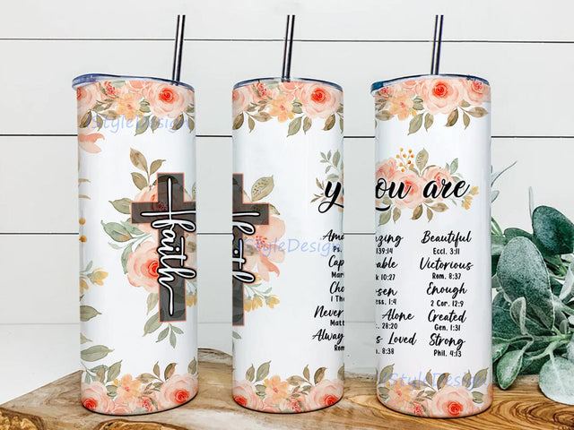 You Are 20oz Tumbler Design, Faith Cross Tumbler Png, Christian Sublimation Design, Floral Tumbler Wrap, Religion Tumbler Template, Digital Download Sublimation iStyleDesign 