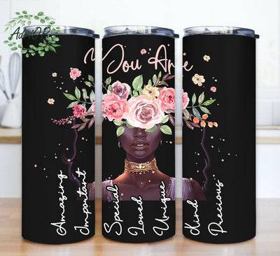 You Are Afro Women Tumbler Png, Afro Black Girl Quotes Tumbler Design, Black Women Floral Design Png, Black Girl Magic Tumbler Wrap, Digital Download Sublimation AdriOP 