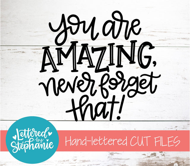 You Are Amazing, Never Forget That SVG, Affirmation SVG SVG Lettered by Stephanie 