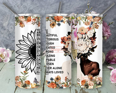 You are Beautiful Tumbler Png, Inspiration Quote 20oz Tumbler Template, Floral Tumbler Wrap, Bible Proverb Sublimation Design, Instant Download Sublimation DesignSVG 