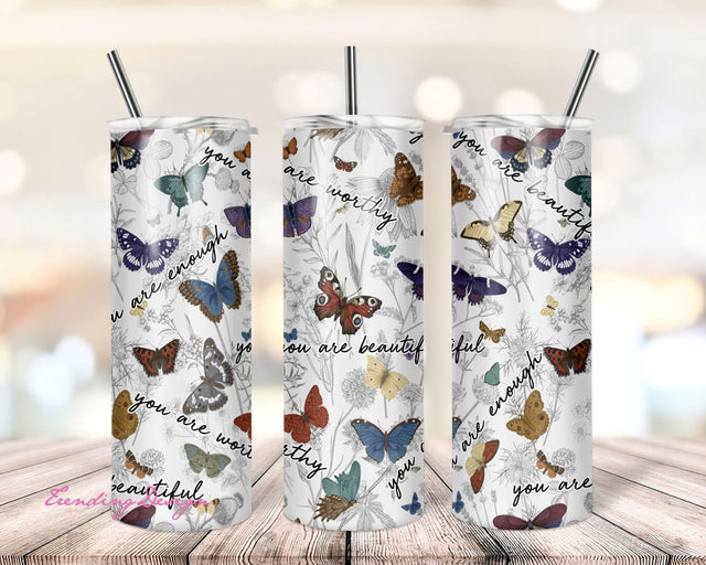 You are Enough 20oz Skinny Tumbler Daily Affirmations Sublimation Design Temp, Inspirational Motivational Tumbler Straight PNG Digital Sublimation TrendingDesign 