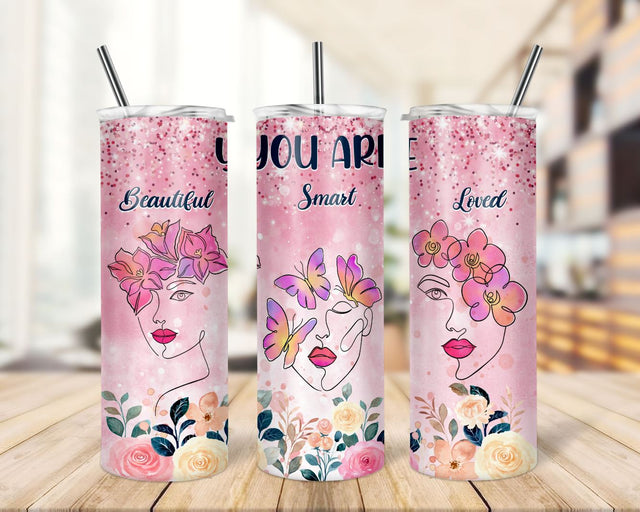 You Are Loved Smart Beautiful Tumbler Design, Self Love Wildflowers PNG, 20 OZ Skinny, Straight & Tapered Sublimation Wrap, Gift for her Sublimation TrendingDesign 