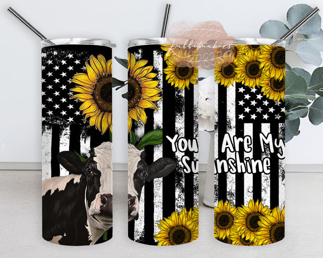 You Are My Sunshine Design Png, Cow Sunflower 20oz Skinny Tumbler, USA Flag Grunge Tumbler Wrap, Cow Sublimation Design, Digital Download Sublimation Rabbitmakies 