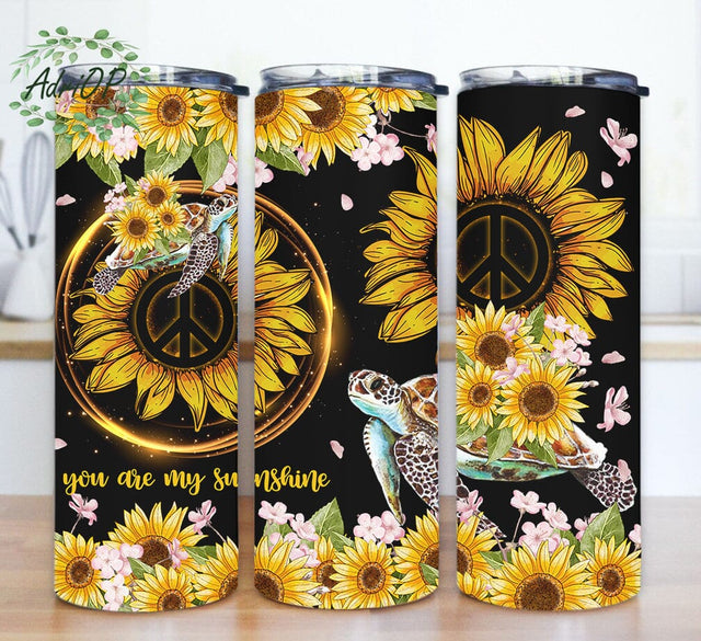 You Are My Sunshine Design Png, Sunflower Hippie 20oz Skinny Tumbler, Sea Turtle Tumbler Design, Turtle Tumbler Template, Instant Download Sublimation AdriOP 