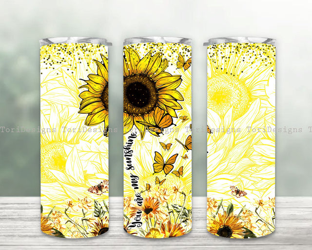 You Are My Sunshine Tumbler Designs 20oz Skinny Tumbler Sublimation Sunflower Tumbler for Straight/Tapered Tumbler PNG Sublimation ToriDesigns 