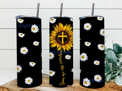 You Are My Sunshine Tumbler Sublimation, Sunflower 20 oz Skinny Tumbler Straight and Warped Design Digital Download PNG Sublimation iStyleDesign 