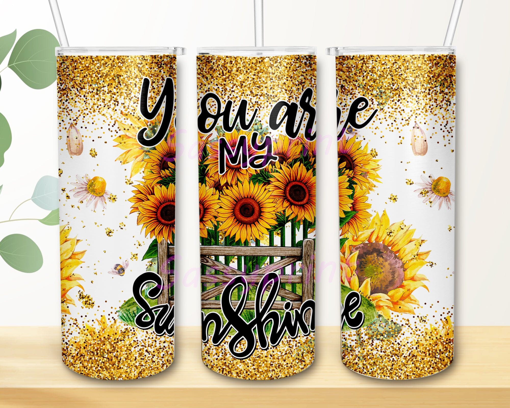 Sunflowers Sublimation Tumbler Designs, Glitter Leopard 20oz Skinny Tumbler  Wrap Template - PNG Digital Download - So Fontsy