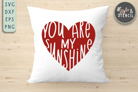 You are My Sunshine Valentine Heart SVG - SVG, DXF, EPS, PNG SVG Style and Stencil 