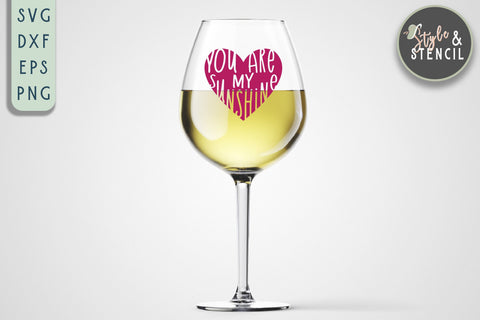 You are My Sunshine Valentine Heart SVG - SVG, DXF, EPS, PNG SVG Style and Stencil 