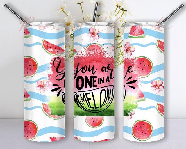 You Are One In A Melon Tumbler PNG, 20oz Skinny Tumbler Wrap, Watermelon Tumblers Seamless Tumbler Template PNG Digital Download Sublimation PixelChick 