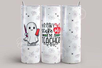 You Can't Scare Me I'm A Teacher, Halloween Tumbler Wrap, Boo Ghost, 20 oz Skinny Tumbler Sublimation Design, Spooky Tumbler Wrap, Digital Sublimation Syre Digital Creations 
