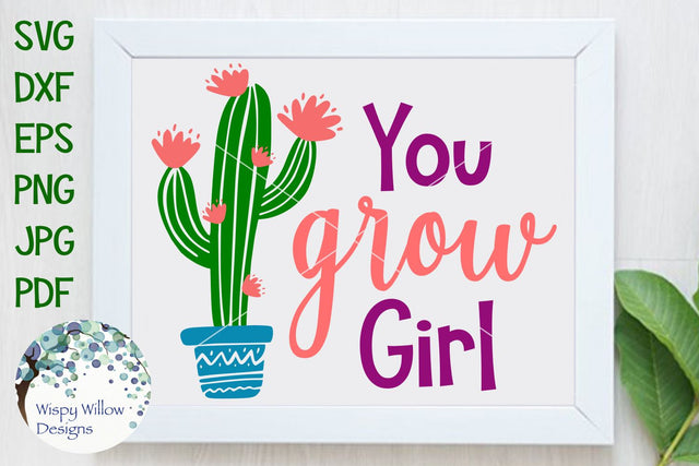 You Grow Girl | Cactus Mandala SVG Wispy Willow Designs 