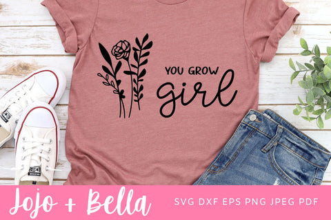 You Grow Girl Svg, Wildflower Svg, boho girl shirt svg, Boho inspirational Svg, girl power svg, plant lady Svg file for Cricut, Silhouette SVG Jojo&Bella 