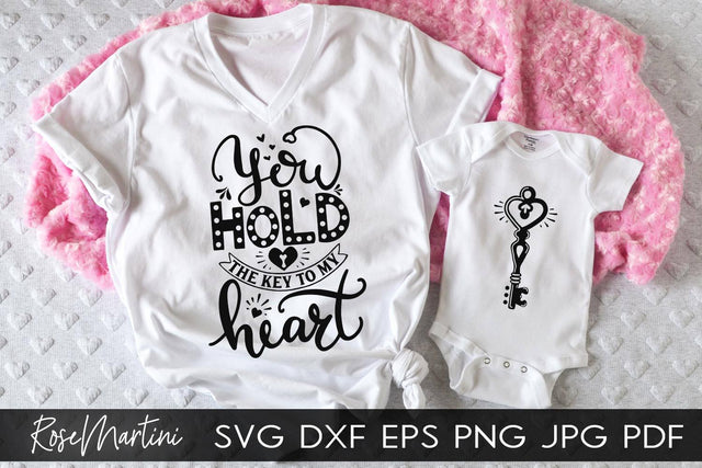 You Hold The Key To My Heart + Vintage Key SVG file for cutting machines Cricut Silhouette SVG PNG Valentine's Day Matching SVG SVG RoseMartiniDesigns 