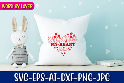 You Make My Heart Smile Retro Valentine's Day Design SVG Blessedprint 